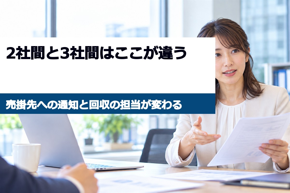 2社間と3社間はここが違う。売掛先への通知と回収の担当が変わる