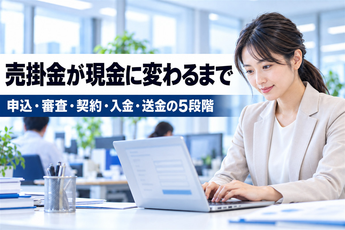 売掛金が現金に変わるまで。申込・審査・契約・入金・送金の5段階