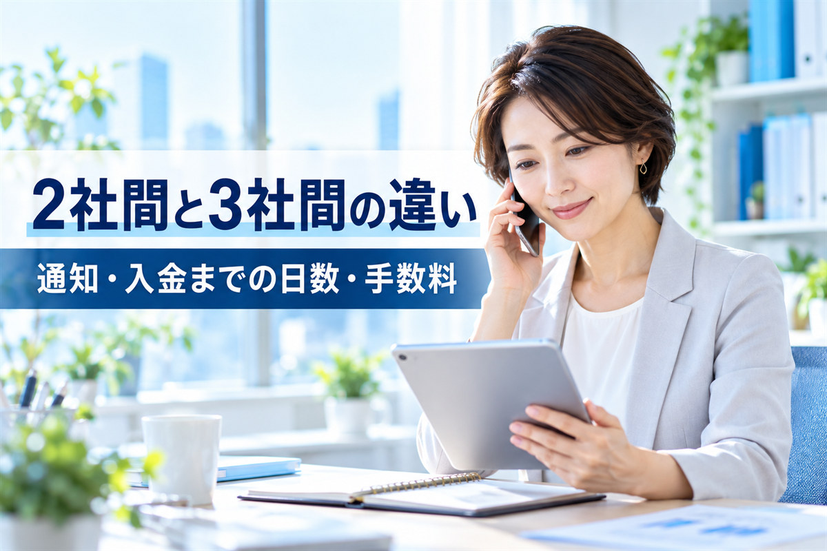 2社間ファクタリングと3社間ファクタリングの違い(通知・入金までの日数・手数料)